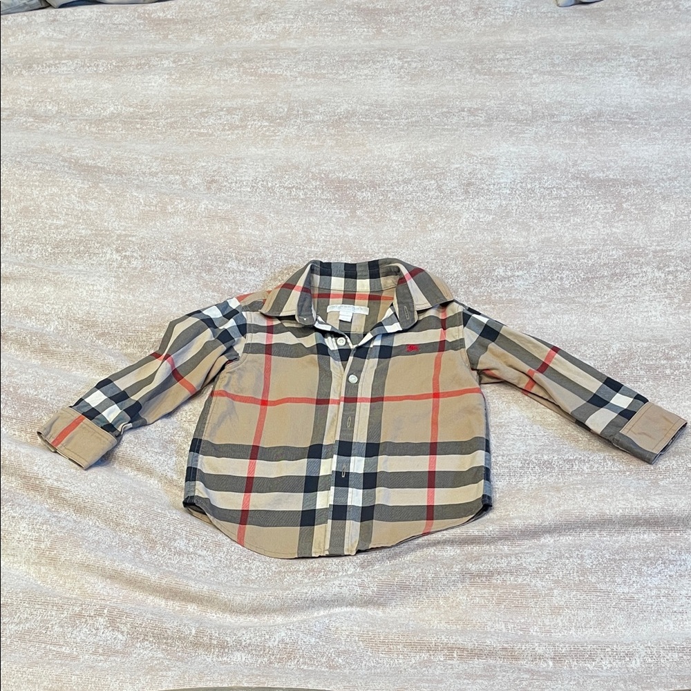Burberry Kids Checkered Button Down Shirt - Beige, Black, Red